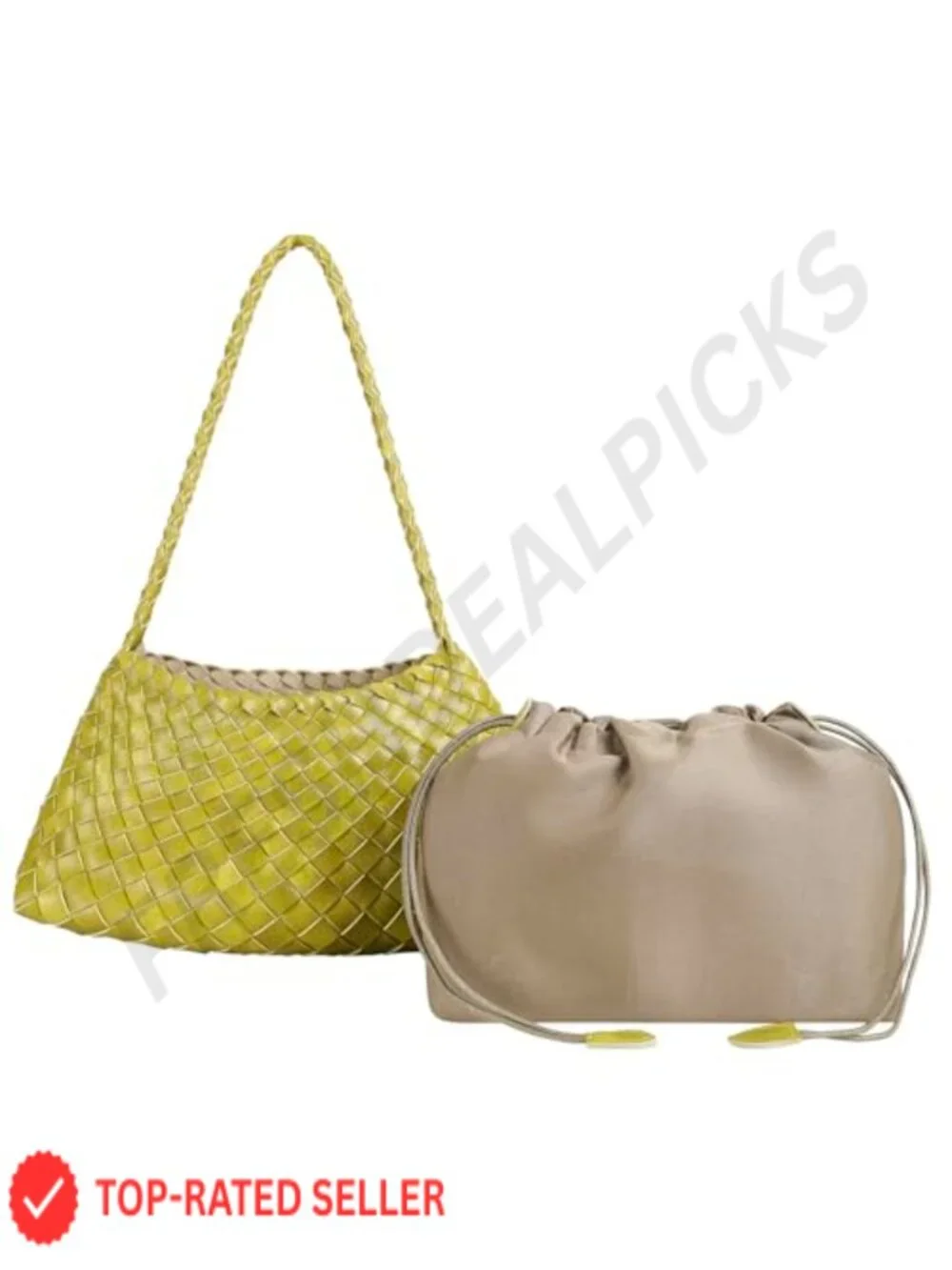 Woven Faux Leather Hobo Handbag Shoulder Tote Purse